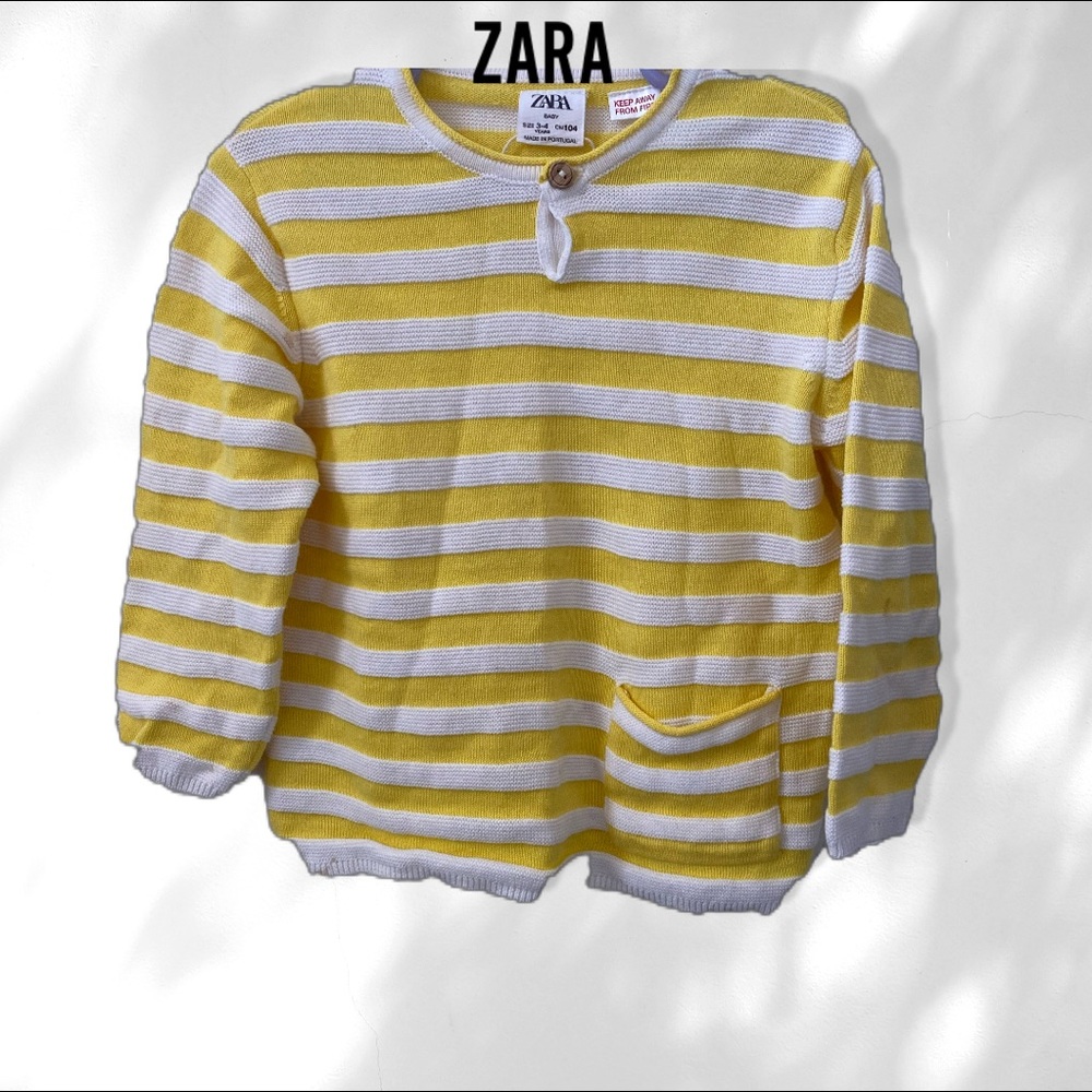 ZARA Yellow and White Striped Sweater
